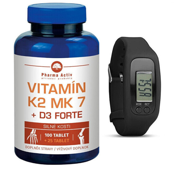 Витамин K2 MK7 + D3 Forte 100 таблеток + 25 таблеток ZD ARMA + фитнес-браслет с шагомером от Pharma Activ