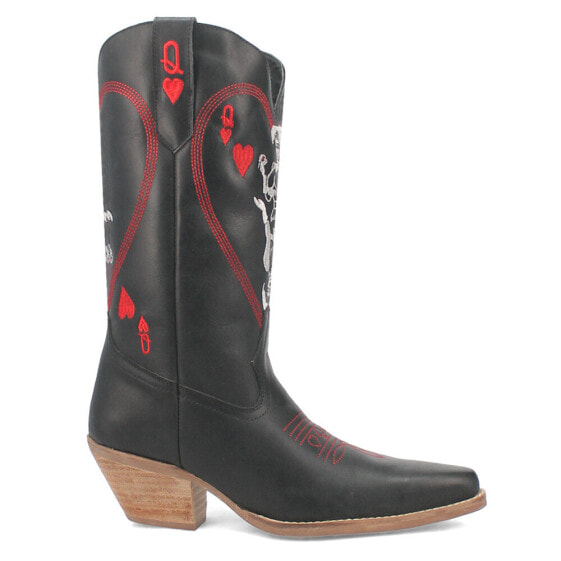 Dingo Queen A Hearts Round Toe Cowboy Womens Black Casual Boots DI174-001