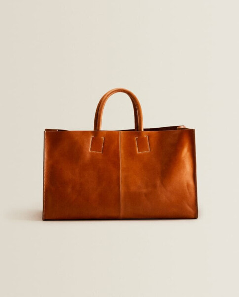 Leather tote bag