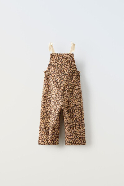 Animal print dungarees with bows