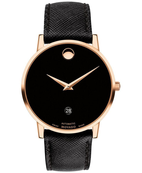 Часы Movado Museum 40mm  Black Calfskin