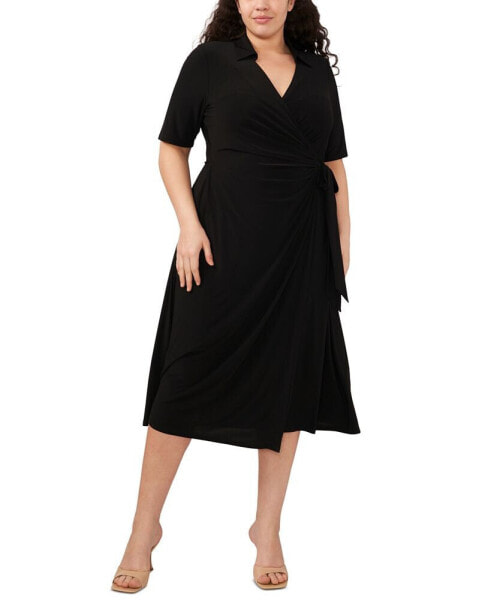 Plus Size Collared Wrap Dress