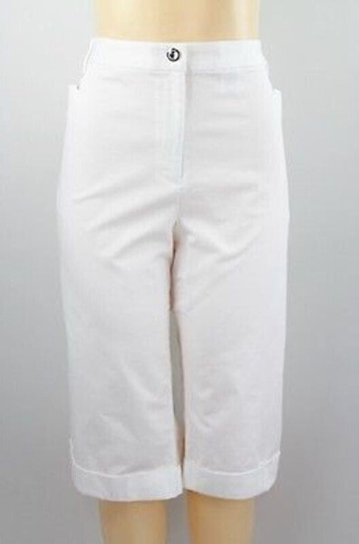 Jm Collection Women's Cuffed Capri Skimmer Pants White 14