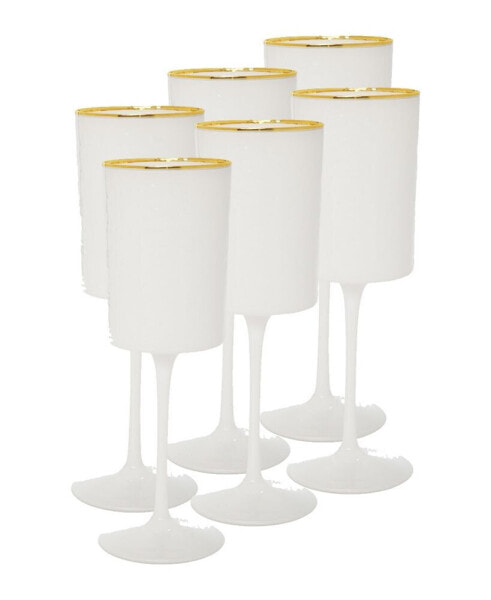 Square Shaped Wine Glasses with Rim 6 Piece Set, Service for 6