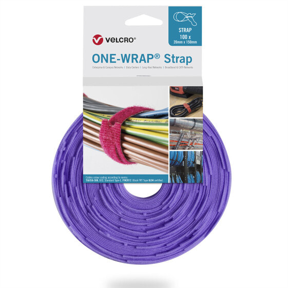 VELCRO ONE-WRAP - Releasable cable tie - Polypropylene (PP) - Velcro - Purple - 300 mm - 25 mm - 100 pc(s)