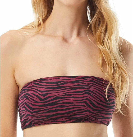 Michael Kors 282325 Zebra Logo Zip Back Bandeau Top Removable Soft Cups Ruby LG