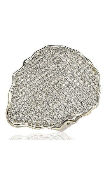 Suzy Levian Sterling Silver Cubic Zirconia Pave-encrusted Leaf Plate Ring
