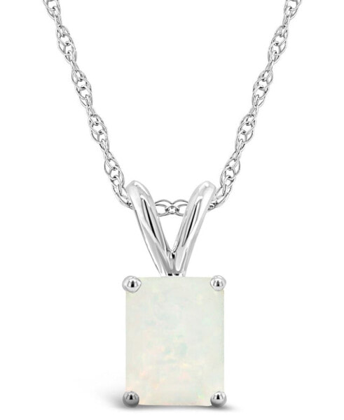 Opal (3/4 ct.t.w ) Pendant Necklace in 14K White Gold or 14K Yellow Gold