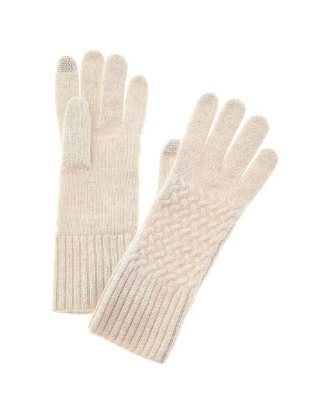 Hannah Rose Basket Weave Stitch Cashmere Gloves Women's Brown