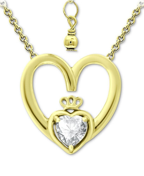 Cubic Zirconia Claddagh Heart 16" Pendant Necklace, Created for Macy's