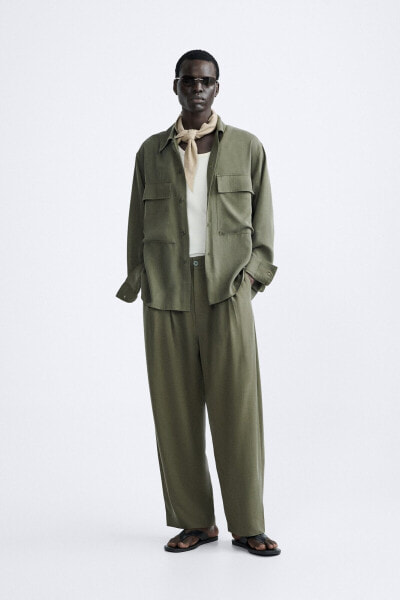 Wide-leg lyocell trousers