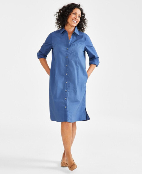 Women's Cotton Long Sleeve Shirtdress, Created for Macy's