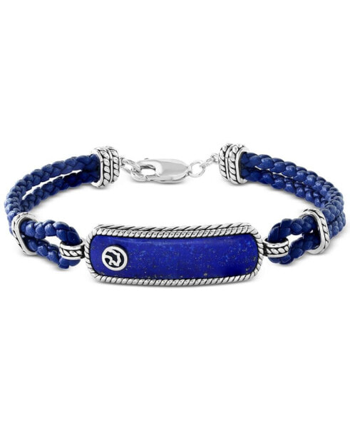 EFFY® Men's Lapis Lazuli Leather Cord Bracelet in Sterling Silver