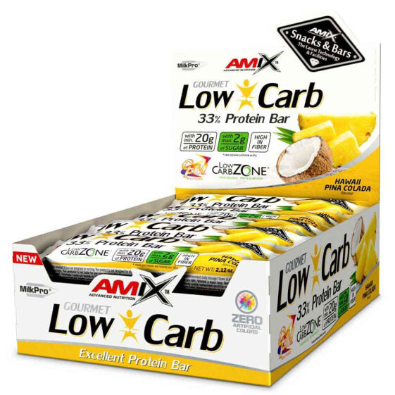 AMIX Low Carb 33% 60g Protein Bars Box Piña Colada 15 Units