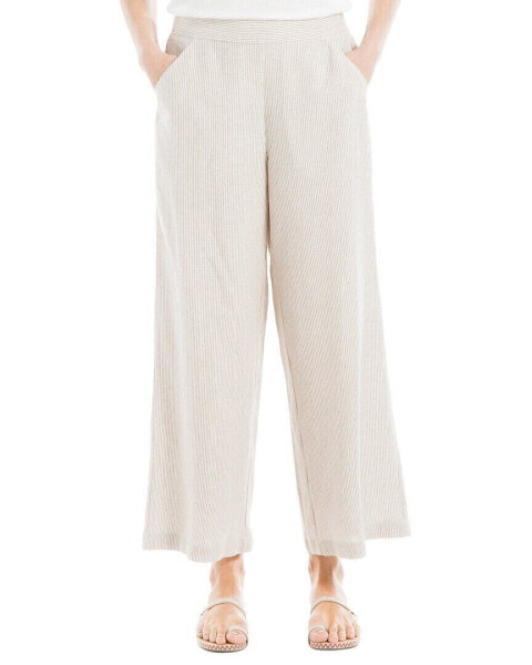 Max Studio Linen-Blend Stripe Crop Wide Leg Pant Women's