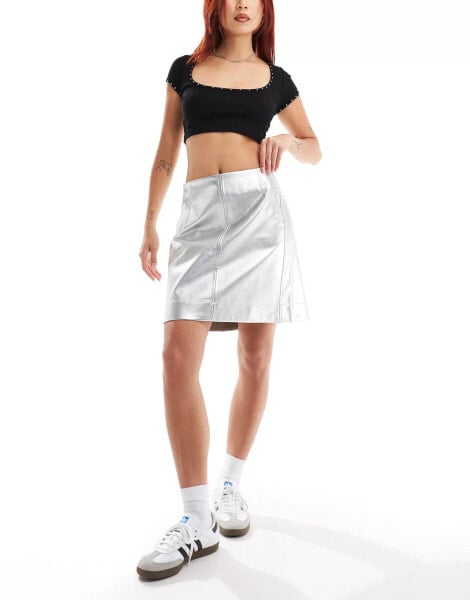 InWear Zaza faux leather skirt in silver