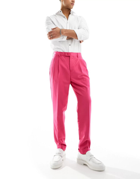 Devils Advocate high waisted pleated tapered smart trousers