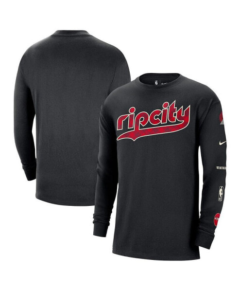 Men's Black Portland Trail Blazers 2023/24 City Edition Max90 Expressive Long Sleeve T-shirt