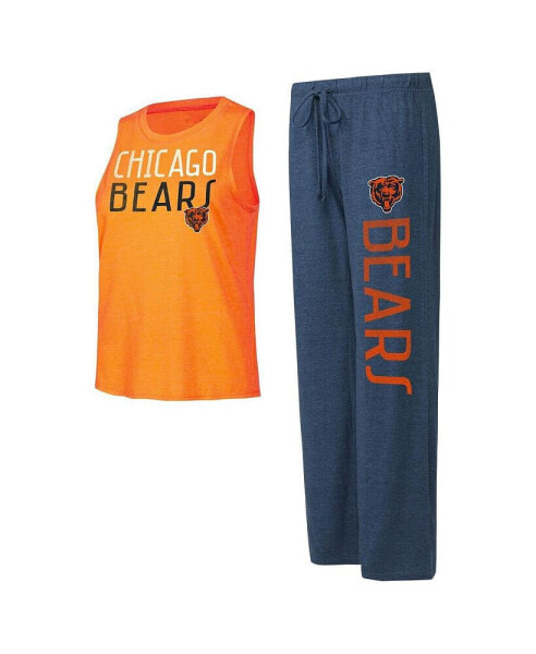 Women's Navy, Orange Distressed Chicago Bears Muscle Tank Top and Pants Lounge Set