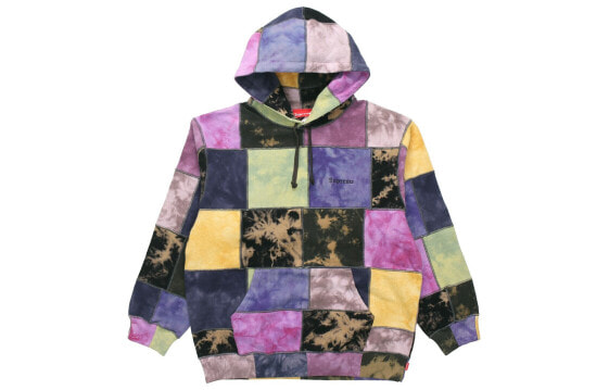 Supreme SS19 Patchwork Tie Dye Hooded Sweatshirt 扎染拼接格子连帽加绒卫衣 男女同款 拼色 / Худи Supreme SS19 Patchwork SUP-SS19-10178