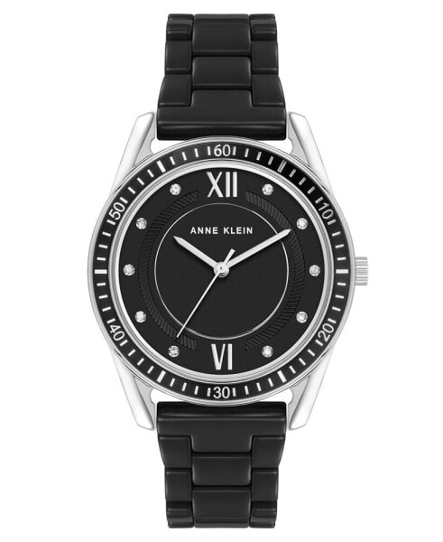 Women's Quartz Black Ceramic Link Bracelet Watch, 42mm