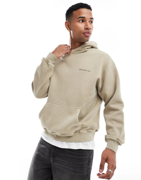 Abercrombie & Fitch timeless logo oversized hoodie in light green