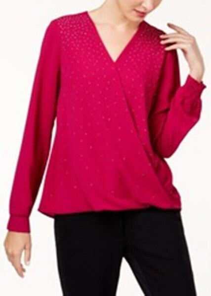 Топ Alfani Studded Surplice Magenta