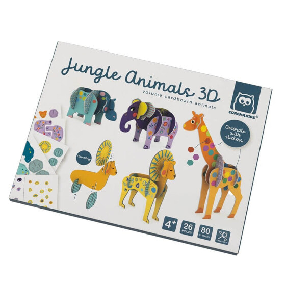 EUREKAKIDS Sheets to build 3d cardboard animals - jungle animals