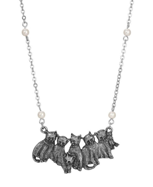 Acrylic Imitation Pearl Chain Necklace with Multi Cat Necklace
