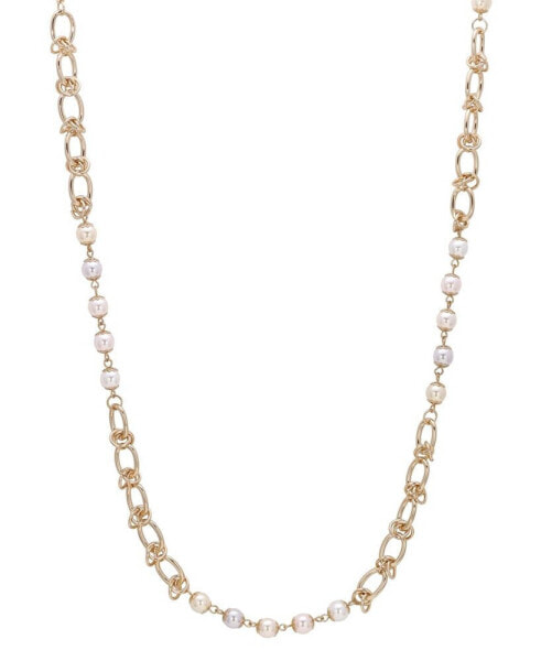 2028 gold-Tone Multi-Color Imitation Pearl Chain Strand Necklace