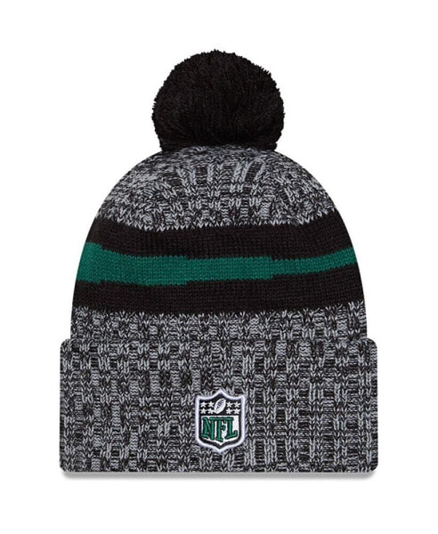Men's Black New York Jets 2023 Sideline Cuffed Knit Hat with Pom