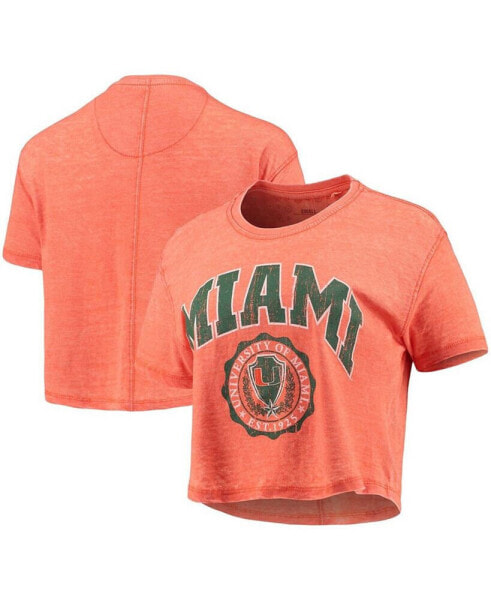 Women's Orange Miami Hurricanes Edith Vintage-Inspired Burnout Crop T-shirt