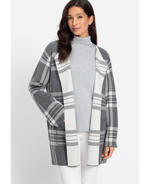 Women's Long Sleeve Plaid Cardigan