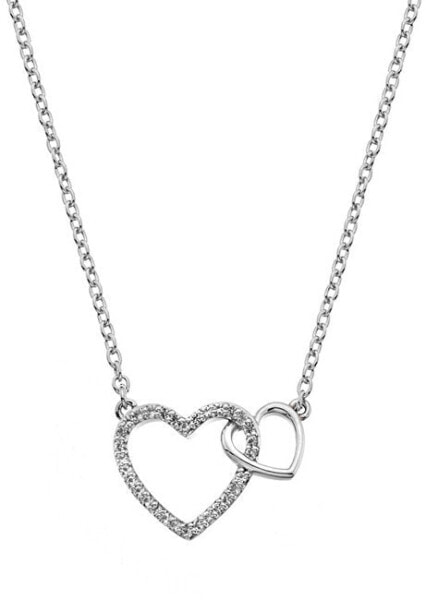 Silver necklace with genuine diamond Flora DP731