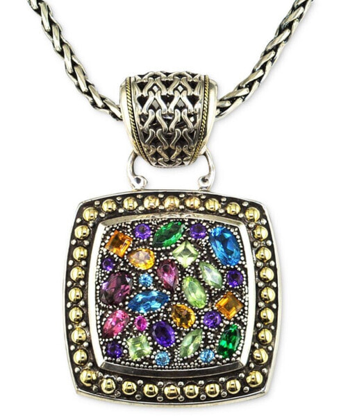 Balissima by EFFY® Multistone Square Pendant in Sterling Silver and 18k Gold