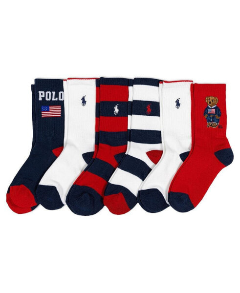 Boy's Americana Bear Crew 6Pk Socks