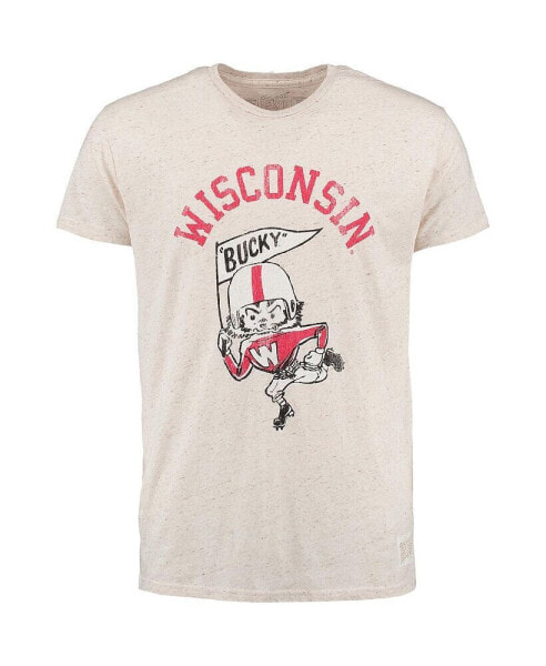Men's Natural Wisconsin Badgers Vintage-Like Tri-Blend T-shirt