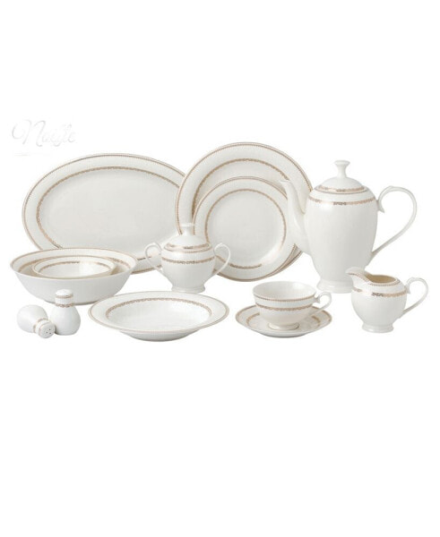 Сервировка стола Lorren Home Trends для 8 человек Bone China - Noelle, набор из 57 предметов