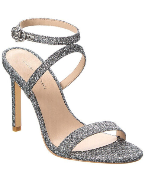 Stuart Weitzman Crystal Buckle 95 Glitter Sandal Women's Silver 7