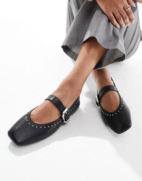 schuh Lucy studded ballet flats in black