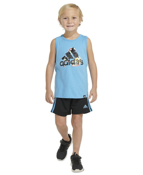 Комплект для мальчиков Adidas Майка с логотипом и шорты со стильной отделкой 2 штуки