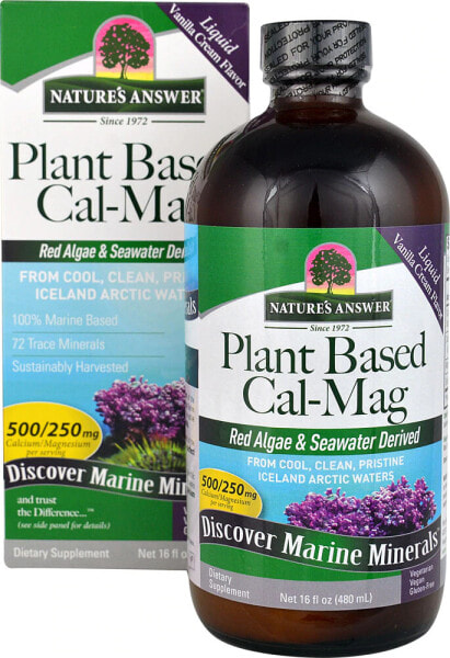 Nature's Answer Plant Based Cal-Mag  Жидкий ванильный крем с кальцием  и магнием на растительной основе  480 мл