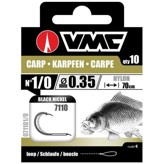 Крючок рыболовный VMC Carp Tied Hook 4, 0,30 мм, 70 см, модель 7110