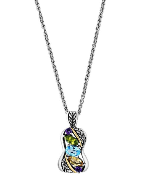 EFFY® Multi-Gemstone 18" Pendant Necklace (2-5/8 ct. t.w.) in Sterling Silver & 18k Gold-Plate