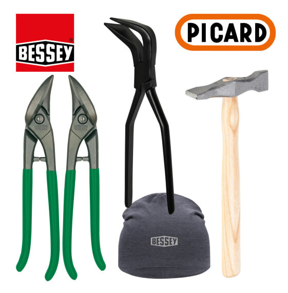 Bessey / Picard Set 5 tlg.: 1xD116-260 / 1xD116-260L+ D341-60 + Picard Kreuzschweifhammer 175 1/2 ES, 375 gr. + Beanie