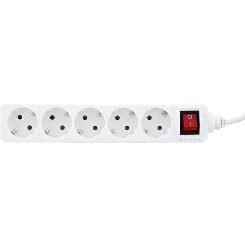 InLine Socket strip - 5-way earth contact CEE 7/3 - white - 1.5m