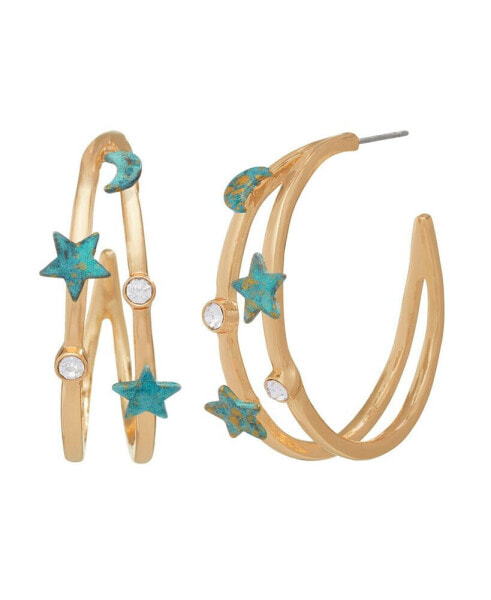 Women's Celestial Patina Wire Hoop Earrings