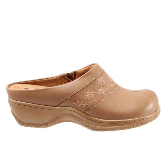 Softwalk Aurora S2250-253 Womens Brown Leather Slip On Clog Flats Shoes