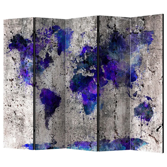 Paravent World Map Ink Blots II (5-tlg.)