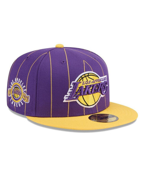 Men's Purple/Gold Los Angeles Lakers Pinstripe Two-Tone 59fifty Fitted Hat